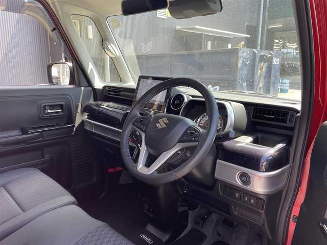 スズキ スペーシア カスタム HYBRID XS 滋賀県 2022(令4)年 2万km フェニックスレッドパール/ブルーイッシュブラックパール 純正9型ナビ/CD/DVD/Bluetooth/フルセグTV/全方位カメラ/両側パワースライドドア/ハーフレザーシート/シートヒーター/プッシュスタート/スマートキー/後方ソナー/LEDヘッドライト/純正アルミホイール