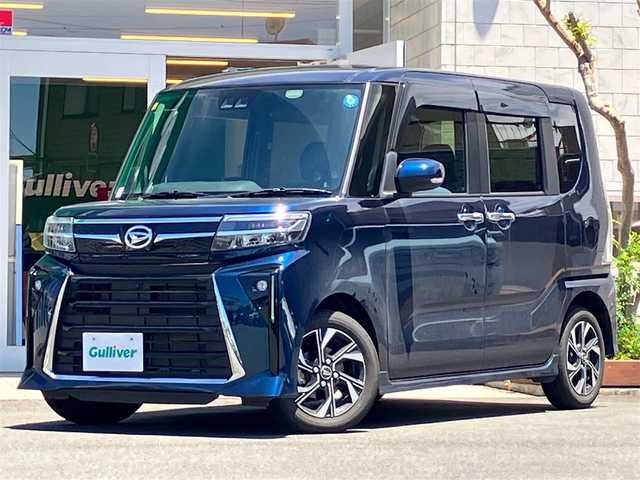 ダイハツ タント カスタム X 静岡県 2022(令4)年 2.9万km レーザーブルークリスタルシャイン エンジンスタートボタン/パワーステアリング/パワーウィンドウ/取扱説明書/アイドリングストップ/スマートキー/スペアキー１本/オートエアコン/USB入力端子/純正10インチメモリナビ（CD/DVD/BT/フルセグ）/フロアマット/ハーフレザー/D席N席シートヒーター/両側パワースライドドア/純正アルミホイール/ABS/横滑り防止装置/レーンキープアシスト/コーナーセンサー前後/盗難防止装置/オートライト/オートマチックハイビーム/LEDヘッドライト/W＋サイドエアバック/衝突軽減システム/カーテンエアバック