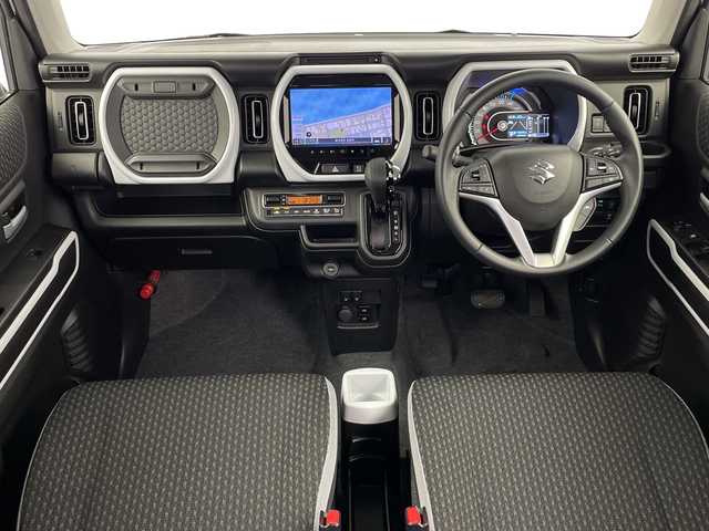 スズキ ハスラー HYBRID X 鹿児島県 2023(令5)年 2.3万km ピュアホワイトP 純正9インチメモリナビゲーション/フルセグ BT CD DVD FM AM/全方位カメラ/レーンキープアシスト/レーダークルーズコントロール/D/N席シートヒーター/シートバックテーブル/LEDヘッドライト/フォグライト/AUTOライト/スマートキー/純正15インチアルミホイール