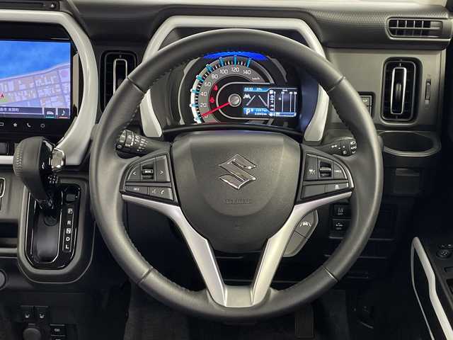 スズキ ハスラー HYBRID X 鹿児島県 2023(令5)年 2.3万km ピュアホワイトP 純正9インチメモリナビゲーション/フルセグ BT CD DVD FM AM/全方位カメラ/レーンキープアシスト/レーダークルーズコントロール/D/N席シートヒーター/シートバックテーブル/LEDヘッドライト/フォグライト/AUTOライト/スマートキー/純正15インチアルミホイール