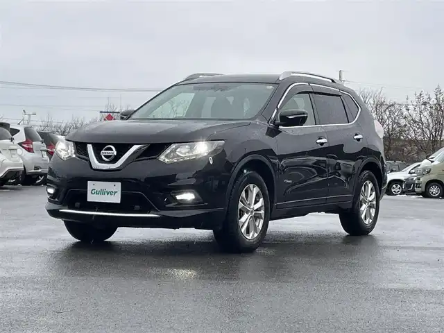 日産 エクストレイル ハイブリッド 20X エマージェンシーブレーキ 山形県 2016(平28)年 7.9万km ダイヤモンドブラック ４WD/衝突被害軽減システム/純正SDナビ/　　【CD　DVD　BT　フルセグ　USB　AUX】/アラウンドビューモニター/電動リアゲート/クルーズコントロール/LEDオートライト/シートヒーター/純正17インチアルミホイール/コーナーセンサー/アイドリングストップ/ステアリングスイッチ/電動格納ウィンカーミラー/フォグランプ/スマートキー×２/ETC