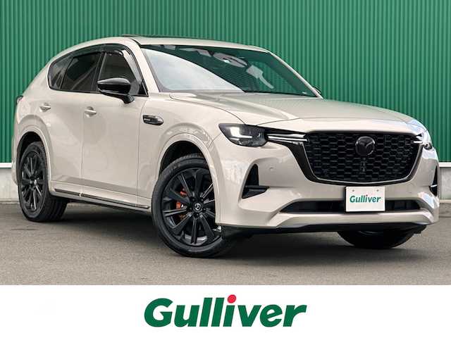 マツダ ＣＸ－６０ XD HV エクスクルーシブスポーツ 宮城県 2022(令4)年 6.7万km プラチナクォーツメタリック 4WD/パノラマサンルーフ/BOSEサウンド/360°ビューモニター/マツダ・レーダー・クルーズ・コントロール/スマート・ブレーキ・サポート/車線逸脱警報システム/レーンキープアシストシステム/ブラインドスポットモニタリング/前側方接近車両検知/後側方接近車両検知/降車時警告/AT誤発進抑制制御（前進時/後退時）/緊急時車線維持支援/パーキングセンサー/12.3インチセンターディスプレイ/純正TV/ナビ/Bluetooth/デジタルインナーミラー（アルパイン製）/ドライブレコーダー/ETC/ワイヤレス充電/電動リアゲート/レザーシート/運転席・助手席パワーシート/運転席・助手席シートヒーター/ベンチレーション/ステアリングヒーター/パドルシフト/電動パーキングブレーキ/オートブレーキホールド/アダプティブLEDヘッドライト/純正20インチアルミホイール/フロアマット/ドアバイザー/トノカバー