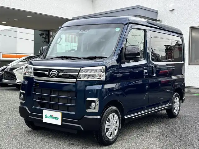ダイハツ アトレー バン RS 熊本県 2024(令6)年 2.8万km レーザーブルークリスタルシャイン ワンオーナー/ターボ/社外ディスプレイオーディオ/【CD/AUX/AM/FM】/バックカメラ/両側パワースライドドア/クルーズコントロール/ステアリングスイッチ/アイドリングストップ/スマートアシスト/衝突軽減ブレーキ/横滑り防止/プッシュスタート/スマートキー/保証書/取扱説明書