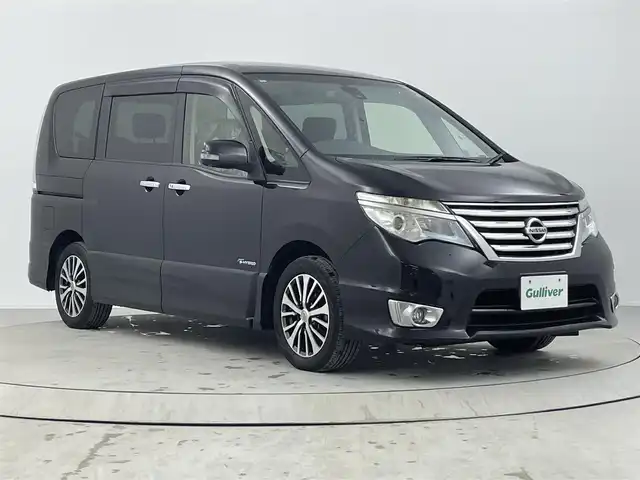 日産 セレナ ハイウェイS S HV Aセーフ 熊本県 2014(平26)年 6万km ダイヤモンドブラック 純正SDナビDTV/・CD/DVD/BT/SD/フルセグ/アラウンドビューカメラ/両側パワースライドドア/ETC/HIDライト/・フォグ/・オートライト/ウィンカードアミラー/クルーズコントロール/エマージェンシーブレーキ/マット/バイザー/インテリキー