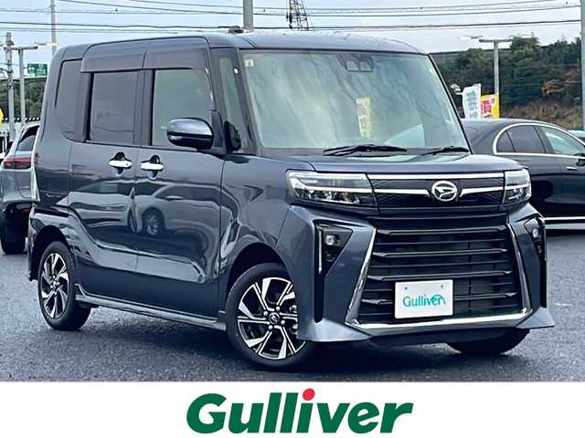 ダイハツ タント カスタム X 千葉県 2023(令5)年 1.7万km クロムグレーメタリック 純正ナビ/CD/DVD/HDMI/Bluetooth/フルセグＴＶ/バックモニター/前方ドライブレコーダー/両側パワースライドドア/前席シートヒーター/レーンキープコントロール/車線逸脱警報/衝突回避支援ブレーキ/先行車発信お知らせ/ふらつき警報/標識認識機能/オートハイビーム/ウィンカーミラー/前後コーナーセンサー/スマートキー/ハーフレザーシート/オートライト/純正アルミホイール/純正フロアマット