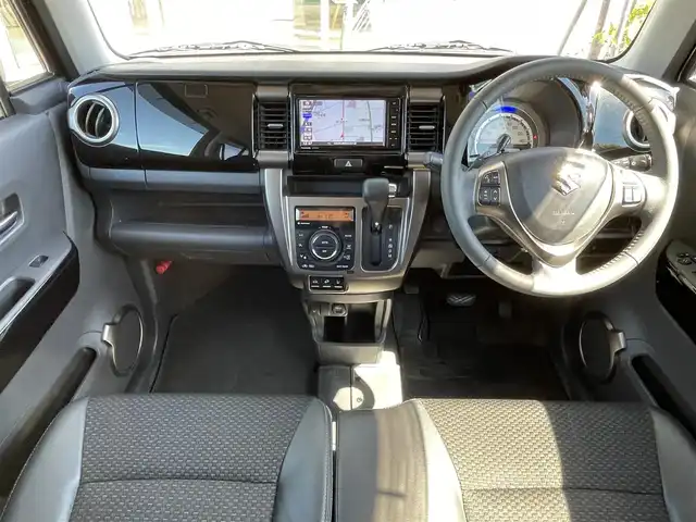 スズキ ハスラー J ターボ 道央・札幌 2019(令1)年 7.6万km ブルーイッシュブラックパール3 ・４WD/・衝突軽減ブレーキ/・全方位カメラ/・純正ナビ/　CD＆DVD＆BT＆TV/・バックカメラ/・ターボ/・レーンキープアシスト/・クルーズコントロール/・オートライト/・オートエアコン/・ミラーヒーター/・ダウンヒルアシスト/・パドルシフト/・アイドリングストップ/・ビルトインETC/・プッシュスタート/・スマートキー/・電動格納ミラー/・エンジンスターター/・社外AW＆冬タイヤ積込/・シートヒーター/・純正フロアマット/・ドアバイザー/・ウィンカーミラー/・フォグライト/・スペアキー