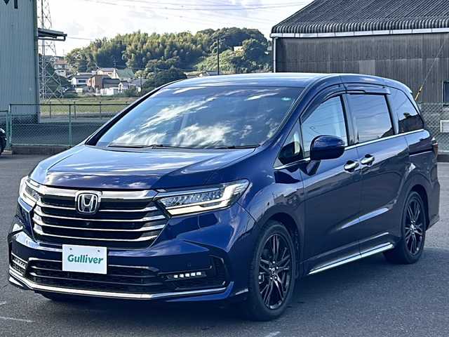 ホンダ オデッセイ ハイブリッド e:HEVアブソルート EX 福岡県 2021(令3)年 3.2万km オブシダンブルーパール ワンオーナー/本革レザーシート/純正メモリナビ/VXU-217DYi/HDMI接続/DVD/CD再生/SD再生/BT接続/ＢＳＭ/３６０°モニター/レーダークルーズコントロール/両側パワースライドドア/シートヒーター/パワーバックドア/ＥＴＣ２．０/カーテンエアバック