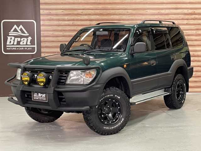 トヨタ ランドクルーザー プラド TX ワイド 長野県 1997(平9)年 5.7万km 緑Ⅱ AIS検査済み/【2501041196】/4WD(フル）/ルーフレール/純正フロアマット/純正キーレス/パワーウィンドウ/ETC(通常）/パワステ/AAC/16AW エクストリームJ XJ05(社外）/BFグットリッチ　オールテレーンT/A（社外）/2インチリフトアップキット（社外）/TOYOTAロゴグリル（社外）/ECLIPSE　ナビ（社外）/社外パーツ取付有
