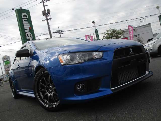 三菱 ランサー GSR エボリューションⅩ 岡山県 2011(平23)年 11.5万km 青Ⅱ ワンオーナー/純正HDDナビ/フルセグテレビ/DVD再生可能/Rockford/RECAROハーフレザーシート/RAYS18AW/社外サスローダウン/ターボ計/クルーズコントロール/オートライト/ETC/4WD/スマートキー2個