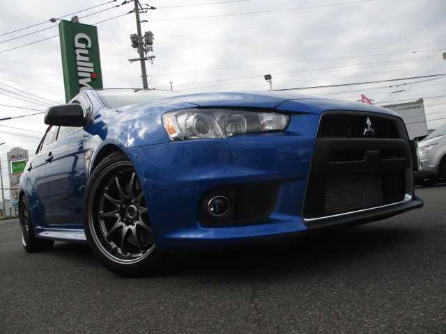 三菱 ランサー GSR エボリューションⅩ 岡山県 2011(平23)年 11.5万km 青Ⅱ ワンオーナー/純正HDDナビ/フルセグテレビ/DVD再生可能/Rockford/RECAROハーフレザーシート/RAYS18AW/社外サスローダウン/ターボ計/クルーズコントロール/オートライト/ETC/4WD/スマートキー2個