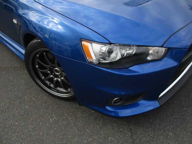 三菱 ランサー GSR エボリューションⅩ 岡山県 2011(平23)年 11.5万km 青Ⅱ ワンオーナー/純正HDDナビ/フルセグテレビ/DVD再生可能/Rockford/RECAROハーフレザーシート/RAYS18AW/社外サスローダウン/ターボ計/クルーズコントロール/オートライト/ETC/4WD/スマートキー2個