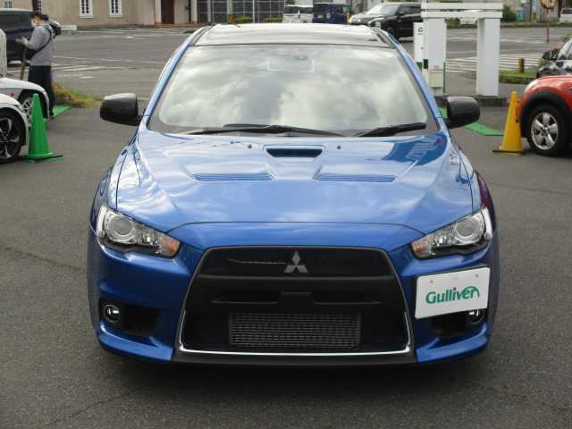 三菱 ランサー GSR エボリューションⅩ 岡山県 2011(平23)年 11.5万km 青Ⅱ ワンオーナー/純正HDDナビ/フルセグテレビ/DVD再生可能/Rockford/RECAROハーフレザーシート/RAYS18AW/社外サスローダウン/ターボ計/クルーズコントロール/オートライト/ETC/4WD/スマートキー2個