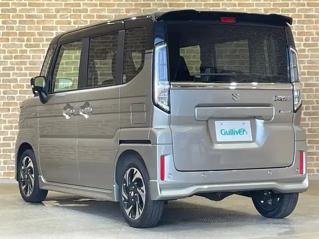 スズキ スペーシア カスタム HYBRID XS 岩手県 2025(令7)年 0.6万km スチールシルバーメタリック/ブルーイッシュブラックパール ４WD/両側パワースライドドア/ヘッドアップディスプレイ/スズキセーフティサポート/デュアルセンサーブレーキサポート２/アダプティブクルーズコントロール/レーンキープアシスト/誤発進抑制機能/標識認識機能/パーキングセンサー/ハイビームアシスト/横滑り防止装置/アイドリングストップ/前席シートヒーター/スリムサーキュレーター/ロールサンシェード/LEDヘッドライト/純正15インチアルミホイール
