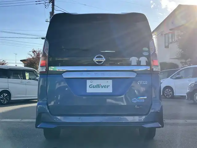 日産 セレナ ハイウェイスター プロパイロットED 静岡県 2017(平29)年 8.3万km シャイニングブルー 純正9インチナビ（CD/DVD/BT/フルセグ）/バックカメラ/プロパイロット/エンジンスタートボタン/パワーステアリング/パワーウィンドウ/スマートキー/スペアキー/Ｗオートエアコン/レーダークルーズコントロール/後席モニター/USB入力端子/ETC/ドライブレコーダー/純正フロアマット/布シート/両側パワースライドドア/純正アルミホイール/ABS/横滑り防止装置/コーナーセンサー前後/レーンキープアシスト/盗難防止装置/オートライト/W+サイドエアバッグ/衝突軽減システム