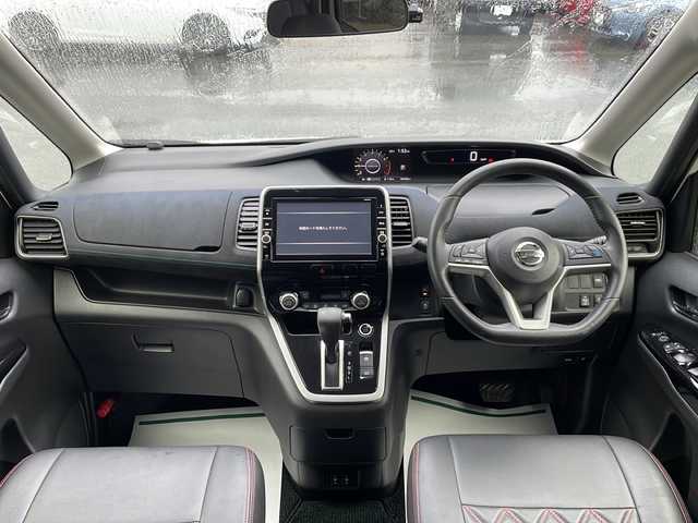 日産 セレナ ライダー プロパイロット E 山形県 2016(平28)年 8.9万km ブリリアントホワイトパール 純正9インチメモリナビ【MM516D-L】/（フルセグ/BT/BD/SD/USB）/純正フリップダウンモニター/プロパイロット/エマージェンシーブレーキ/バックカメラ/両側パワースライドドア/革調シートカバー/電動パーキングブレーキ/ブレーキホールド/革巻きステアリング/ステアリングスイッチ/ウィンカーミラー/後席サンシェード/ビルトインETC/アイドリングストップ/LEDヘッドライト/フォグランプ/フロアマット/ドアバイザー/スマートキー/プッシュスタート