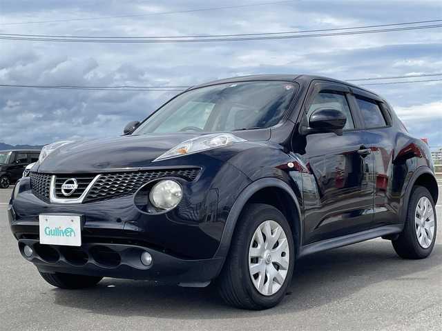 日産 ジューク 15RX タイプV 佐賀県 2012(平24)年 8.9万km サファイアブラック 社外メモリナビ/フルセグTV/・CD/DVD/USB/AUX/Bluetooth/ビルトインETC/革巻きステアリング/プッシュスタート/スマートキー/純正フォグライト/純正フロアマット/純正ドアバイザ―