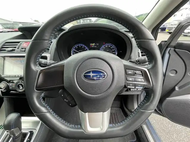 スバル レヴォーグ 1．6GT－S アイサイト 岩手県 2014(平26)年 3.5万km スティールブルーグレーM 社外7型SDナビ/フルセグTV/バックカメラ/ビルトインETC/前後ドライブレコーダー/レーダークルーズコントロール/衝突被害軽減ブレーキ/レーンキープアシスト/横滑り防止装置/アイドリングストップ/パワーシート/オートライト/LEDヘッドライト/フォグランプ/スマートキー/プッシュスタート/電動格納ミラー/純正18インチAW/純正フロアマット/純正ドアバイザー/保証書/取扱説明書