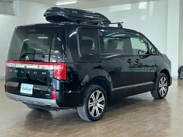 三菱 デリカＤ：５ G 道央・札幌 2019(令1)年 8.5万km ダイヤモンドブラックマイカ 4WD/社外メモリナビ/・フルセグTV/CD/DVD/BT/SD/USB/バックカメラ/社外ドライブレコーダー/両側パワースライドドア/社外エンジンスターター/レーダークルーズコントロール/ETC/電動パーキングブレーキ/ブレーキホールド/パドルシフト/アイドリングストップ/衝突被害軽減ブレーキ/誤発進抑制機能/車線逸脱警報システム/横滑り防止装置/オートライト/オートマチックハイビーム/LEDヘッドライト/フォグライト/3列シート/フロアマット/純正ドアバイザー/プッシュスタート/スマートキー/ウインカーミラー/純正18インチAW/Terzo製ルーフボックス/新車時保証書/取扱説明書