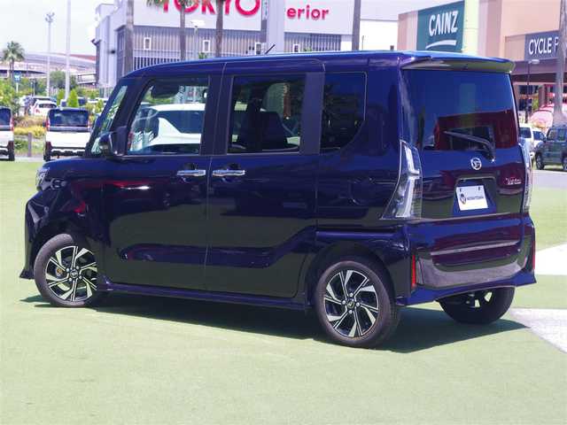 ダイハツ タント カスタム X 千葉県 2023(令5)年 0.1万km未満 クールバイオレットクリスタルシャイン スマートアシストIII/エコアイドル/両側パワースライドドア/純正メモリーナビ/地デジTV/【DVD/CD再生機能　Bluetooth接続】/バックカメラ/ハーフレザーシート/前席シートヒーター/LEDヘッドライト/フォグライト/ウインカーミラー/コーナーセンサー/純正14インチアルミホイル/キーフリーシステム