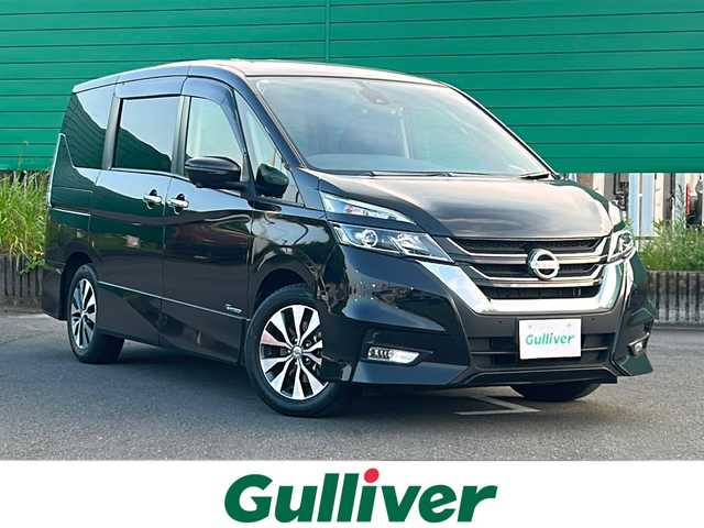 日産 セレナ 茨城県 2016(平28)年 1.8万km ダイヤモンドブラック 純正9インチナビ/Bluetooth/フルセグTV/AUX/アラウンドビューモニター/バックカメラ/全方位カメラ/デジタルインナーミラー/フリップダウンモニター/プロパイロット/両側パワースライドドア/ドライブレコーダー/踏み間違い防止装置/LEDヘッドライト/オートライト/純正16インチアルミホイール/衝突軽減システム/取扱説明書