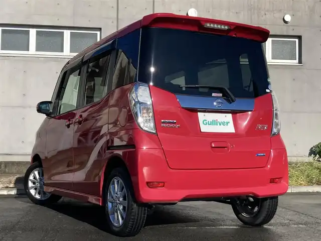 日産 デイズ ルークス HWS X Vセレ +SeftyⅡ 静岡県 2014(平26)年 1.4万km アゼリアピンク 純正SDナビ(MC314D-W)/　AM FM CD DVD Bluetooth SD USB/フルセグTV/ETC/HIDヘッドランプ/片側パワースライドドア/スマートキー＆プッシュスタート/リアロールサンシェード/純正14インチアルミホイール/純正フロアマット/アイドリングストップ/ワンオーナー/エマージェンシーブレーキ/アラウンドビューモニター