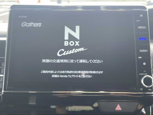 ホンダ Ｎ ＢＯＸ カスタム L ターボ 茨城県 2022(令4)年 3.5万km クリスタルブラックパール 純正SDナビ(Bluetooth/バックカメラ/フルセグTV/CD/DVD)/ETC/ドライブレコーダー前後/両側パワースライドドア/アダプティブクルーズコントロール/LEDオートライト/横滑り防止装置/コーナーセンサー/レーンキープアシスト/衝突被害軽減システム/サイドエアバッグ/カーテンエアバッグ/アイドリングストップ/スマートキー/冷房AAC/USB入力端子/ベンチシート/社外フロアマット/ハーフレザーシート/15インチ純正アルミホイール