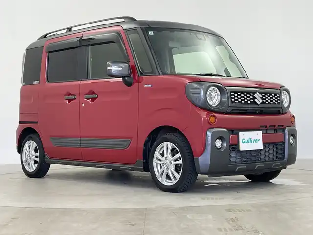 スズキ スペーシア ギア HYBRID XZ 鹿児島県 2019(令1)年 2.6万km フェニックスレッドパール/ガンメタリック2トーンルーフ 社外ナビ/（フルセグTV/CD/DVD/Bluetooth)/全方位カメラ/バックカメラ/デュアルブレーキサポート/両側パワースライドドア/サマータイヤホイール付き積み込み/シートヒーター/LEDヘッドライト/スマートキー/ETC/後席エアコン/ステアリングリモコン/オートエアコン/フォグランプ