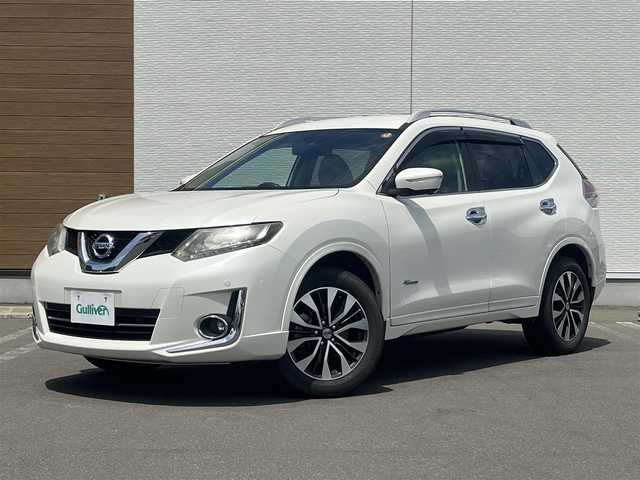 日産 エクストレイル ハイブリッド モード・プレミア 秋田県 2016(平28)年 9.7万km ブリリアントホワイトパール ４WD/衝突軽減システム/LEDヘッドライト/社外アルミ/スマートキー/アイドリングストップ/プッシュスタート/コーナーセンサー/ダウンヒルアシストコントロール/ステアリングスイッチ/前席シートヒーター/純正エンジンスターター/ETC/ルーフレール/純正フロアマット/純正ドアバイザー/オートライト/オートエアコン/パワーステアリング/パワーウィンドウ/横滑り防止/電動格納ウィンカーミラー/保証書/取扱説明書/記録簿