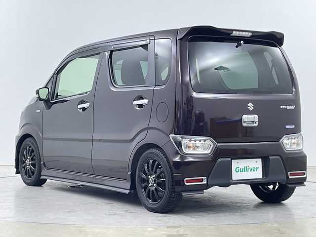 スズキ ワゴンＲ スティングレー HYBRID X 道央・札幌 2017(平29)年 5.7万km ムーンライトバイオレットPM ・４WD/ハイブリット/・デュアルカメラブレーキサポートな/・衝突被害軽減ブレーキ/誤発進抑制機能/・後退時ブレーキサポート/・ケンウッド8インチナビ/・Bluetooth/フルセグ/・全方位カメラ/バックカメラ/・シートヒーター/・ダウンサス/・LEDライト/オートハイビーム/・HUD