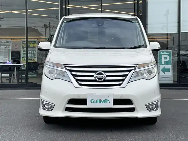 日産 セレナ HWS S HV Vセレ +SeftyⅡ 茨城県 2015(平27)年 6.1万km ブリリアントホワイトパール 純正ナビ/MC315D-W/クルコン/ETC/両側パワスラ/前後ドラレコ/前後コーナーセンサー/アイドリングストップ/オートライト/Fフォグ/LEDライト/純正フロアマット/純正アルミホイール/横滑り防止装置/レーンキープアシスト/衝突被害軽減システム/シートバックテーブル/ロールサンシェード