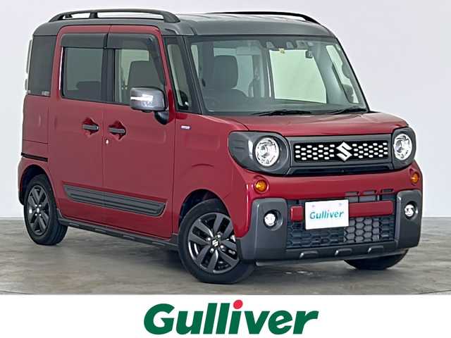 スズキ スペーシア ギア HYBRID XZターボ 宮城県 2022(令4)年 1.5万km フェニックスレッドパール/ガンメタリック2トーンルーフ 両側パワースライドドア/メモリナビ/(AM/FM/iPod/USB/SD/TV/BT/HDMI/CD/DVD)/全方位カメラ/ETC/前方ドライブレコーダー/レーダークルーズコントロール/プッシュスタート/スマートキー/オートライト/LEDヘッドライト/フォグランプ/ルーフレール/ドアバイザー/純正14インチアルミホイール/社外フロアマット