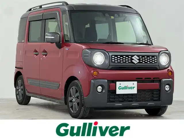 スズキ スペーシア ギア HYBRID XZターボ 熊本県 2022(令4)年 1.5万km フェニックスレッドパール/ガンメタリック2トーンルーフ 両側パワースライドドア/メモリナビ/(AM/FM/iPod/USB/SD/TV/BT/HDMI/CD/DVD)/全方位カメラ/ETC/前方ドライブレコーダー/レーダークルーズコントロール/プッシュスタート/スマートキー/オートライト/LEDヘッドライト/フォグランプ/ルーフレール/ドアバイザー/純正14インチアルミホイール/社外フロアマット