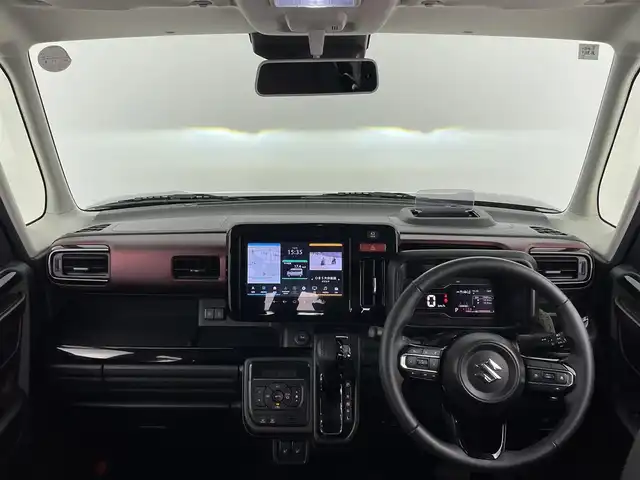 スズキ スペーシア カスタム HYBRID XS 大分県 2024(令6)年 0.7万km ブルーイッシュブラックパール3 純正メモリナビ/スズキセーフティーサポート/ヘッドアップディスプレイ/ステアリングヒーター/両側パワースライドドア/シートヒーター（前席）/USB入力端子/コーナーセンサー/純正アルミホイル15インチ/革巻ステアリング/革巻シフトノブ/プッシュスタート/スマートキー