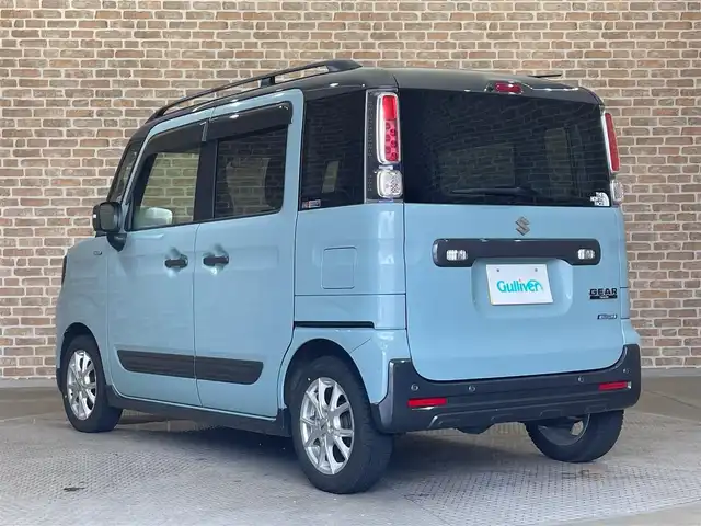 スズキ スペーシア ギア HYBRID XZターボ 岩手県 2020(令2)年 5.9万km オフブルーメタリック/ガンメタリック2トーンルーフ ワンオーナー/４WD/ターボ/ルーフレール/両側パワースライドドア/スズキセーフティサポート/デュアルセンサーブレーキサポート/リヤパーキングセンサー/誤発進抑制制御/車線逸脱警報/ハイビームアシスト/クルーズコントロール/横滑り防止装置/アイドリングストップ/サーキュレーター/ロールサンシェード/シートヒーター/パドルシフト/社外ナビ/ETC/LEDヘッドライト/社外14インチアルミホイール