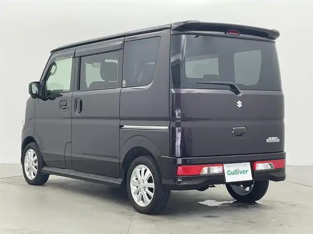 スズキ エブリィ ワゴン PZターボ 富山県 2019(令1)年 5.7万km ムーンライトバイオレットPM フルタイム4WD/1オーナー/衝突軽減ブレーキ/レーンキープ/社外ナビ（CD DVD bluetooth MSV）/フルセグTV/リアコーナーセンサー/左パワースライドドア/運転席シートヒーター /スマートキー＋プッシュスタート/HIDヘッドライト/フォグ/オートライト/純正マット/保証書、取説/スペアキー