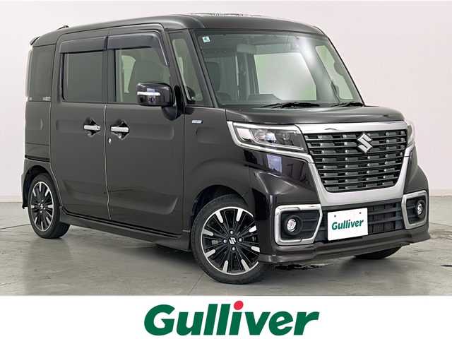 スズキ スペーシア カスタム HYBRID XS 宮城県 2018(平30)年 4.6万km ムーンライトバイオレットPM 社外8インチナビ/・フルセグTV/・BT.CD/DVD.SD/両側パワースライドドア/バックカメラ/ハーフレザー/シートヒーター（D）/LEDヘッドライト/LEDフォグ/ドライブレコーダー（Fのみ）/ETC/ステアリングスイッチ/純正AW/社外フロアマット/スマートキー×2