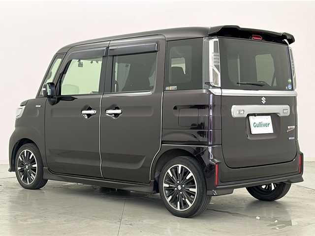 スズキ スペーシア カスタム HYBRID XS 宮城県 2018(平30)年 4.6万km ムーンライトバイオレットPM 社外8インチナビ/・フルセグTV/・BT.CD/DVD.SD/両側パワースライドドア/バックカメラ/ハーフレザー/シートヒーター（D）/LEDヘッドライト/LEDフォグ/ドライブレコーダー（Fのみ）/ETC/ステアリングスイッチ/純正AW/社外フロアマット/スマートキー×2