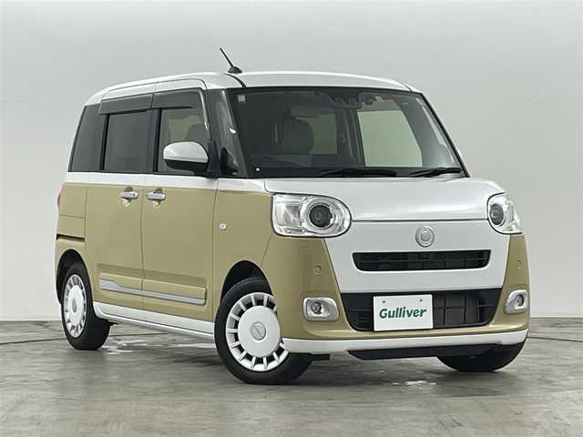 ダイハツ ムーヴ キャンバス ストライプス G 福島県 2022(令4)年 0.5万km シャイニングホワイトパール/サンドベージュメタリック スマートアシスト　/・車線逸脱警報/・衝突軽減システム/・オートハイビーム/・コーナーセンサー/純正ナビゲーション/【AM/FM/DVD/CD/Bluetooth/フルセグ】/型番:NMZN-W72D/全方位カメラ　/ドラレコ　/ＥＴＣ2.0　/両側パワースライドドア　/シートヒーター　/電子パーキング　/・ブレーキホールド　/プッシュスタート　/・スマートキー　/・スペアキー　/LEDライト　/・オートライト