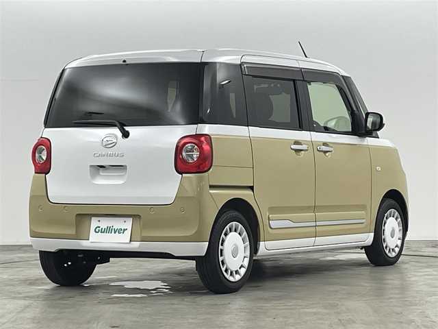 ダイハツ ムーヴ キャンバス ストライプス G 福島県 2022(令4)年 0.5万km シャイニングホワイトパール/サンドベージュメタリック スマートアシスト　/・車線逸脱警報/・衝突軽減システム/・オートハイビーム/・コーナーセンサー/純正ナビゲーション/【AM/FM/DVD/CD/Bluetooth/フルセグ】/型番:NMZN-W72D/全方位カメラ　/ドラレコ　/ＥＴＣ2.0　/両側パワースライドドア　/シートヒーター　/電子パーキング　/・ブレーキホールド　/プッシュスタート　/・スマートキー　/・スペアキー　/LEDライト　/・オートライト