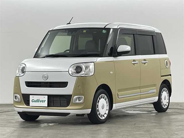 ダイハツ ムーヴ キャンバス ストライプス G 福島県 2022(令4)年 0.5万km シャイニングホワイトパール/サンドベージュメタリック スマートアシスト　/・車線逸脱警報/・衝突軽減システム/・オートハイビーム/・コーナーセンサー/純正ナビゲーション/【AM/FM/DVD/CD/Bluetooth/フルセグ】/型番:NMZN-W72D/全方位カメラ　/ドラレコ　/ＥＴＣ2.0　/両側パワースライドドア　/シートヒーター　/電子パーキング　/・ブレーキホールド　/プッシュスタート　/・スマートキー　/・スペアキー　/LEDライト　/・オートライト