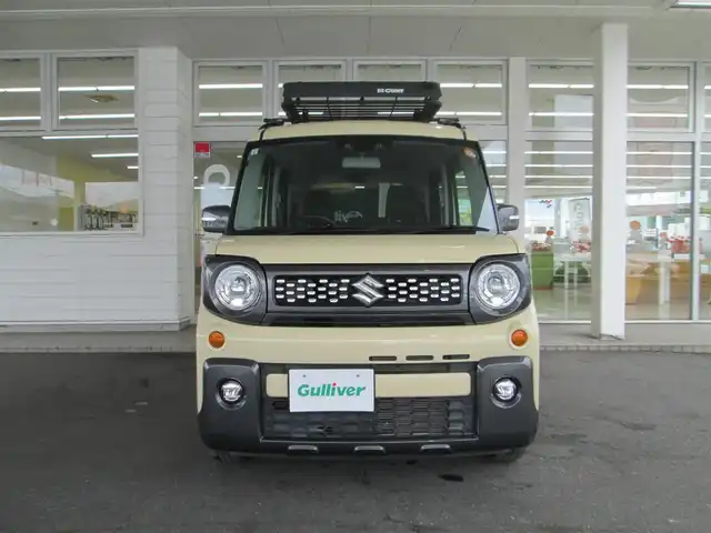 スズキ スペーシア ギア HYBRID XZ 千葉県 2021(令3)年 3.4万km シフォンアイボリーM ワンオーナー/純正SDナビ、フルセグTV/バックカメラ/オーディオ【CD/DVD/BT/SD/USB】/両側パワースライドドア/デュアルカメラブレーキサポート/LEDヘッドライト&LEDフォグ/社外ルーフラック&ルーフキャリア/アダプティブクルーズコントロール/リアコーナーセンサー/革巻きステアリング/前席シートヒーター/スマートキー/TVキット&ETC/令和4、5、6年ディーラー記録簿有