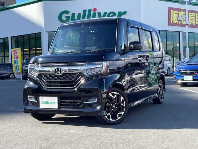 ホンダ Ｎ ＢＯＸ カスタム G EX ターボ ホンダセンシング 長野県 2018(平30)年 6万km クリスタルブラックパール 禁煙車/ターボ過給機/純正8インチナビ【VXU-185NBi】/(FM/AM/Bluetooth/フルセグTV/CD/DVD)/前後ドライブレコーダー/COMTECレーダー/ホンダセンシング/・衝突被害軽減システム/・レーンキープアシスト/・追従機能付きクルーズコントロール/両側電動スライドドア/バックカメラ/ETC/後方コーナーセンサー/純正フロアマット/ハーフレザーシート/LEDヘッドライト/AAC/オートライト/スマートキー/プッシュスタート/ドアバイザー/フォグランプ/カーテンエアバッグ/サイドエアバッグ/ABS/横滑り防止装置/イモビライザー/パワーウインドウ/パワーステアリング