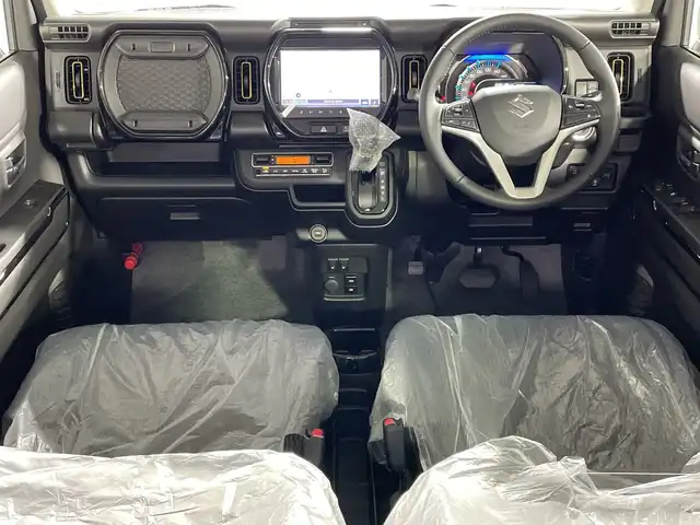 スズキ ハスラー HYBRID X 神奈川県 2025(令7)年 0.1千km オフブルーメタリック/ソフトベージュメタリック 届出済未使用車/スズキセーフティサポート/・デュアルセンサーブレーキサポート/・誤発進抑制機能/・車線逸脱警報機能/・先行車発進お知らせ機能/・標識認識機能/・ハイビームアシスト/純正9型ディスプレイオーディオ/・ナビ/BT/フルセグTV/USB/AppleCarPlay/AndroidAuto/CD/DVD/全方位モニター/シートヒーター(D/N)/アイドリングストップ機能/コーナーセンサー/アダプティブクルーズコントロール/革巻きステアリング/ステアリングスイッチ/ヘッドライトレベライザー/スマートキー/スペアキー(1本)/プッシュスタートボタン/LEDヘッドライト/フォグランプ/電動格納ミラー/ウィンカーミラー/SOSコール/シートリフター/純正15インチアルミホイール