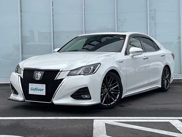 トヨタ クラウン ハイブリッド アスリートS 神奈川県 2016(平28)年 8.4万km ホワイトパールクリスタルシャイン 純正ＳＤナビＴＶ　Bluetooth/CD/DVD/Bluray/サンルーフ　/追従型クルーズコントロール　/バックカメラ　/前方ドライブレコーダー　/前席パワーシート/シートヒーター　/TEIN車高調　/スマートキー　/プッシュスタート　/ＥＴＣ/レーンキープアシスト/衝突被害軽減システム/カーテンエアバッグ/LED/フォグランプ