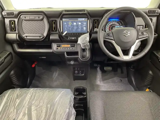 スズキ ハスラー HYBRID X 栃木県 2025(令7)年 0.1千km クールカーキパールメタリック/ソフトベージュメタリック 登録済み未届車/４WD/全方位モニター付きナビゲーション/（ＣＤ/フルセグＴＶ/Bluetooth）/スズキセーフティサポート/シートヒーター/オートライト/LEDヘッドライト/横滑り防止装置/スマートキー/プッシュスタート/アイドリングストップ/電動格納ミラー/純正アルミホイール