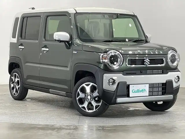 スズキ ハスラー HYBRID X 栃木県 2025(令7)年 0.1千km クールカーキパールメタリック/ソフトベージュメタリック 登録済み未届車/４WD/全方位モニター付きナビゲーション/（ＣＤ/フルセグＴＶ/Bluetooth）/スズキセーフティサポート/シートヒーター/オートライト/LEDヘッドライト/横滑り防止装置/スマートキー/プッシュスタート/アイドリングストップ/電動格納ミラー/純正アルミホイール