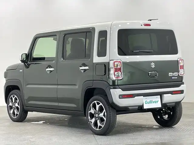 スズキ ハスラー HYBRID X 栃木県 2025(令7)年 0.1千km クールカーキパールメタリック/ソフトベージュメタリック 登録済み未届車/４WD/全方位モニター付きナビゲーション/（ＣＤ/フルセグＴＶ/Bluetooth）/スズキセーフティサポート/シートヒーター/オートライト/LEDヘッドライト/横滑り防止装置/スマートキー/プッシュスタート/アイドリングストップ/電動格納ミラー/純正アルミホイール