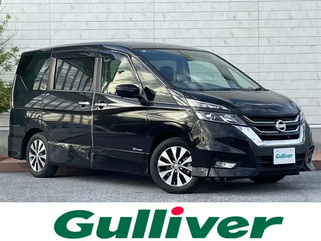 日産 セレナ ハイウェイスター G 滋賀県 2016(平28)年 5.2万km ダイヤモンドブラック 両側パワースライドドア/オートドアメインハンズフリー機能/社外後席フリップダウンモニター/社外ナビ【MDV-M910HDF】/（AM/FM/CD/DVD/HDMI/フルセグTV/Bluetooth)/バックカメラ/アラウンドビューモニター/パーキングアシスト/前後ドライブレコーダー/ビルトインETC/プリクラッシュブレーキアシスト/横滑り防止装置/レーンキープアシスト/コーナーセンサー/標識検知機能/クルーズコントロール/アイドリングストップ/TVキャンセラー/革巻きステアリング/ステアリングスイッチ/電動格納ミラー/オートライト/LEDヘッドライト/フロントフォグ/プッシュスタート/スマートキー/純正フロアマット/純正ドアバイザー/ダブルオートエアコン