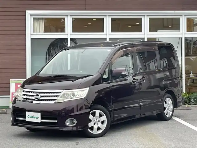 日産 セレナ ハイウェイスター Vセレクション 栃木県 2010(平22)年 15.4万km ディープカシス 両側パワースライドドア/アルパイン製フリップダウンモニター/ETC/純正ナビ/CD/DVD/Bluetooth/フルセグTV/バックカメラ