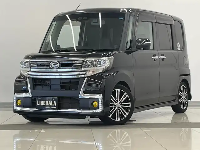 ダイハツ タント カスタム RS トップED SA Ⅲ 岡山県 2017(平29)年 4.8万km ブラックマイカメタリック スマートアシストIII/歩行者検知ブレーキ/社外ローダウンサス（RS-R）/ドラレコ/レーダー/DOPメモリナビ（NSZP-X67D）/CD/DVD/DTVフルセグ/BT/USB/コーナーセンサー/ドアバイザー/フォグライト/純正15インチアルミ/シートカバー/ステアリングS/W/左右パワースライドドア/社外ツイーター/ETC/１００Vパワーソケット